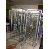 藝術(shù)玻璃臨時(shí)搭建展架門(mén)窗玻璃配件制品宣傳展板廠家