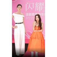 溫碧霞IRENENA服裝品牌休閑時尚蕩領無袖一字肩連體褲